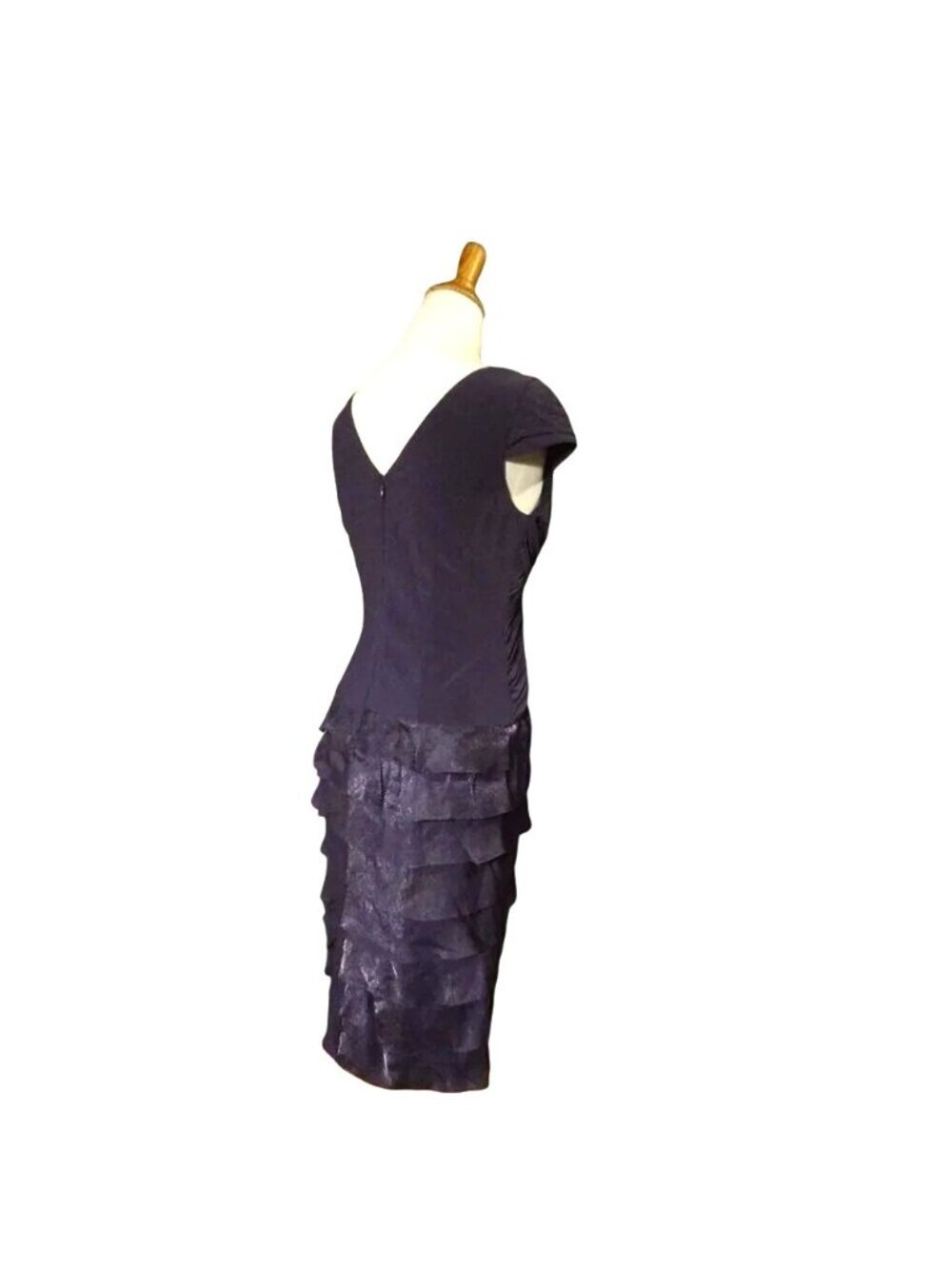 🆕 ADRIANNA PAPELL Jersey Taffeta Shutter Pleat Cocktail Dress Purple 8 - Picture 7 of 9